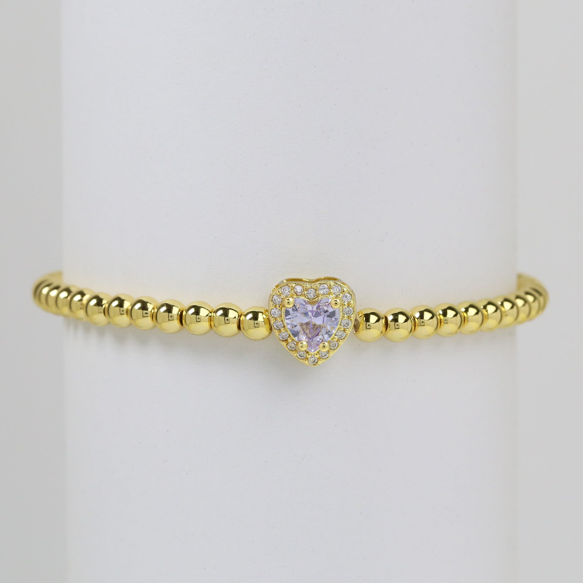 Wholesale  18k gold twelve birthstone December stone color love copper beads bracelet