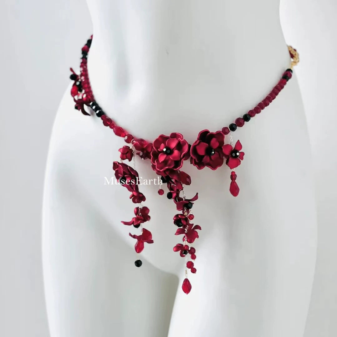 Wholesale Red flower luxury necklace