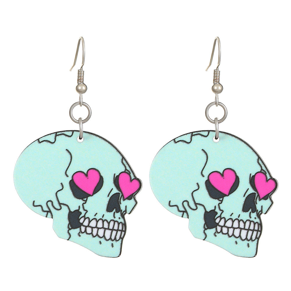 Wholesale  Acrylic Heart Skeleton Dangle Earrings for Women Party Wear Fashion Accessory