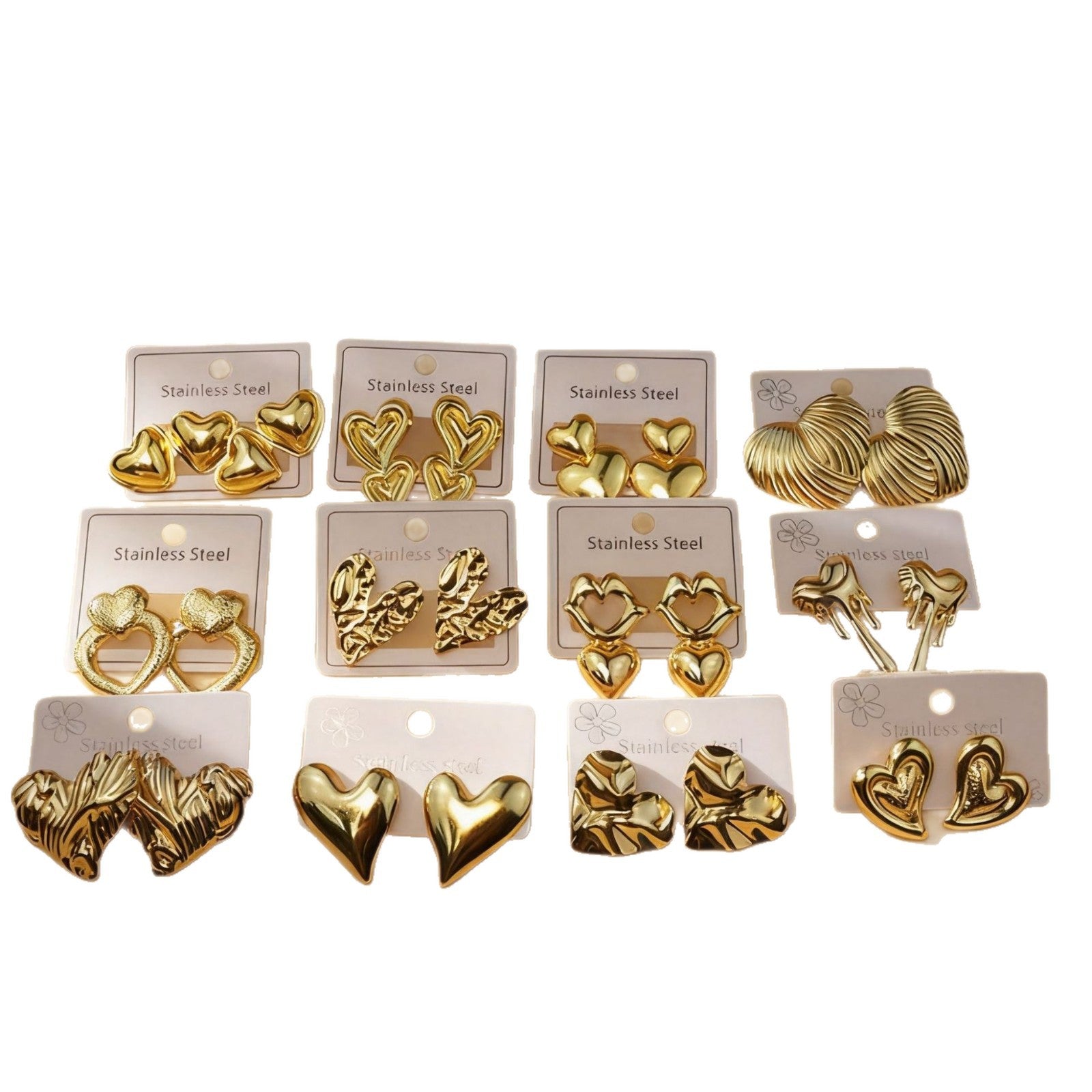 Wholesale Modern Heart Shape Stainless Steel Earrings Trendy Golden Electroplated Earrings for Women Party Wear Jewelry Accessory