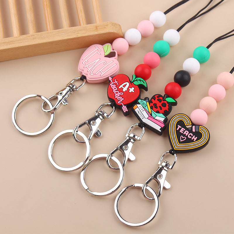 Wholesale Cartoon Silicone Beaded Apple Necklace Keychain Creative Keychain ACC-KC-GuangTian044