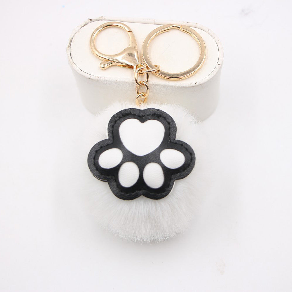 Wholesale Cute Cat Paw Pom Pom Keychains ACC-KC-Zuge006