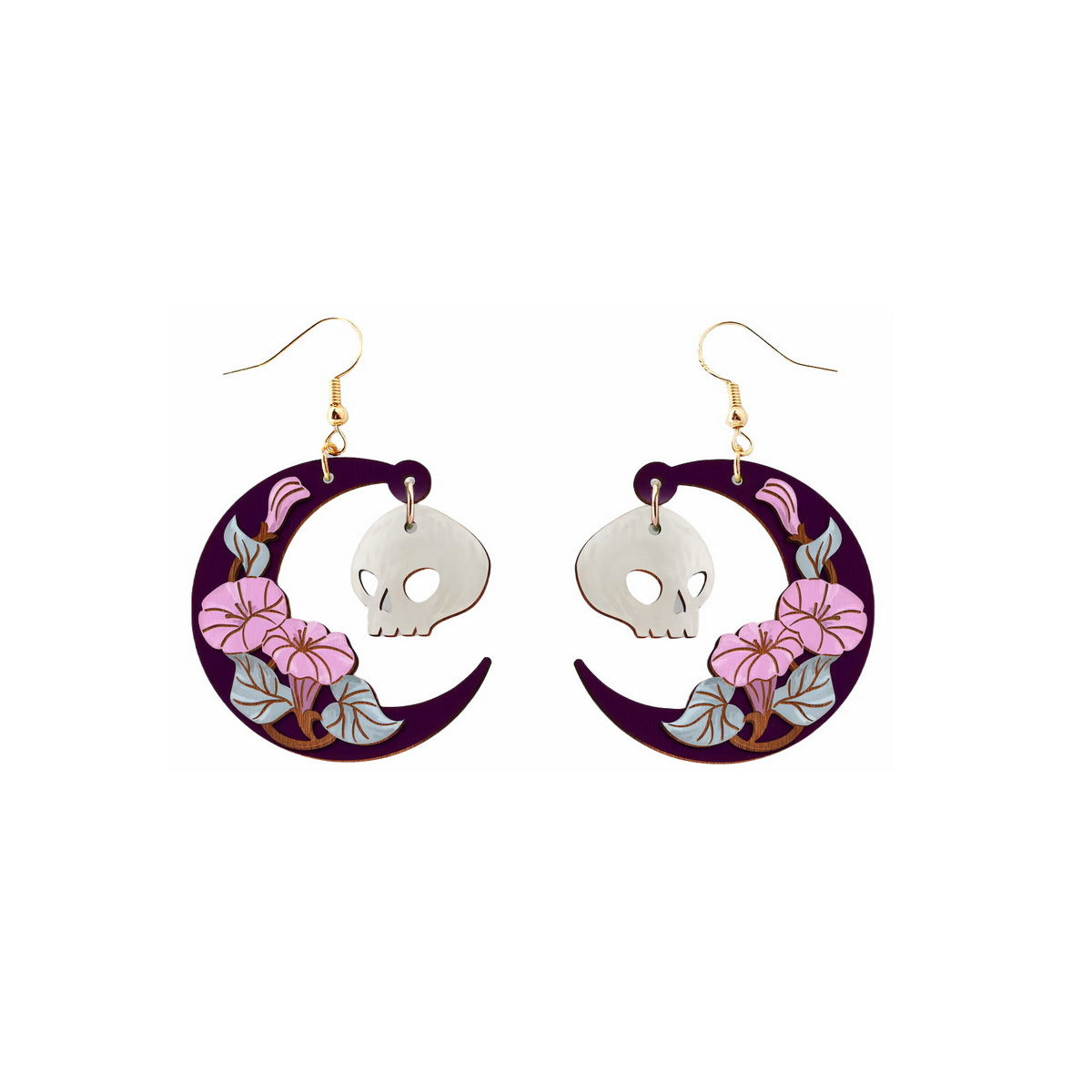 Wholesale  Halloween Wooden Earrings Funny Ghost Black Cat Skull  Earrings