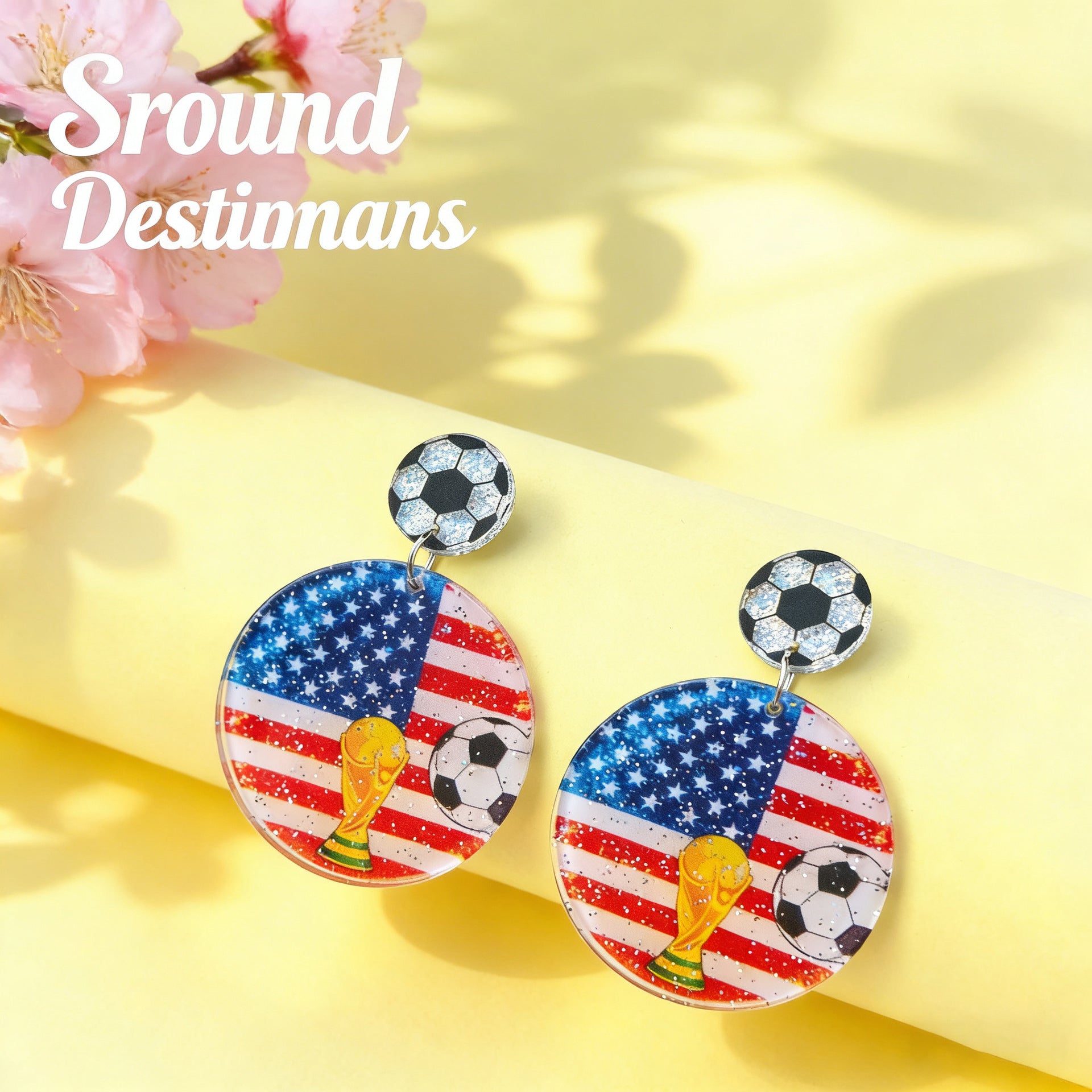 Wholesale US Canada Mexico World Cup Asian Football Champion Earrings