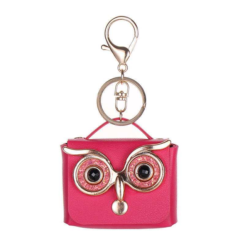Wholesale Trendy Owl Faux Leather Coin Purse With Keychain Cute Earphone Bag For Women Boutique Resale Accessory