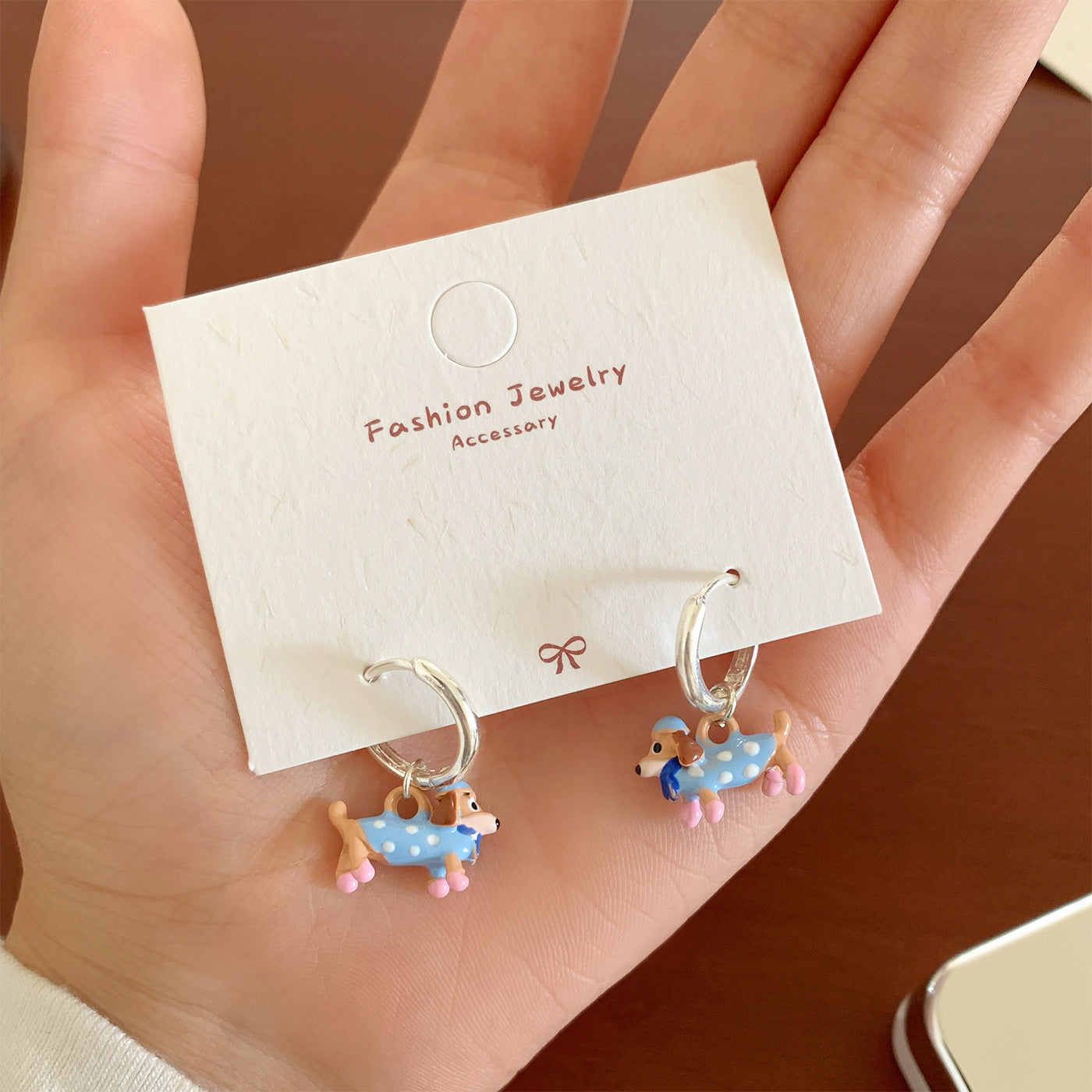 Wholesale Childish Cartoon Cute Color Oil Dropping Wachshund Design Earrings