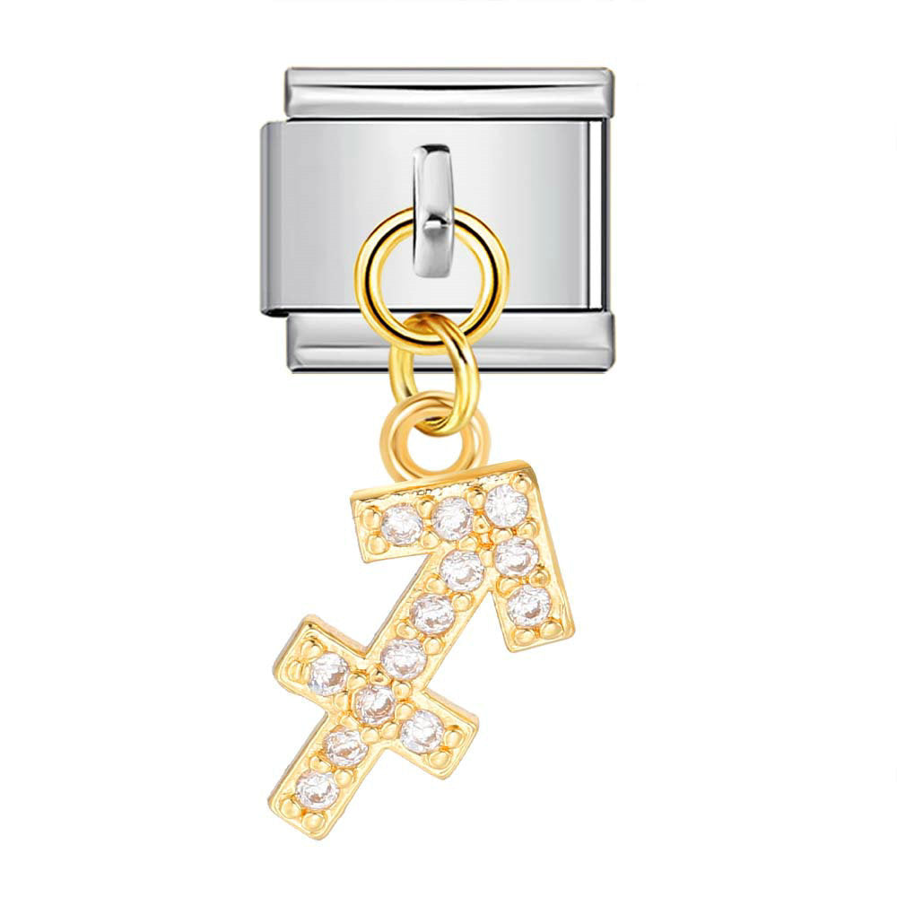 Wholesale 12 Zodiac Signs Rhinestone Pendant Bracelet Stainless Steel Fashion Jewelry Accessory Gift For Boutique Resale
