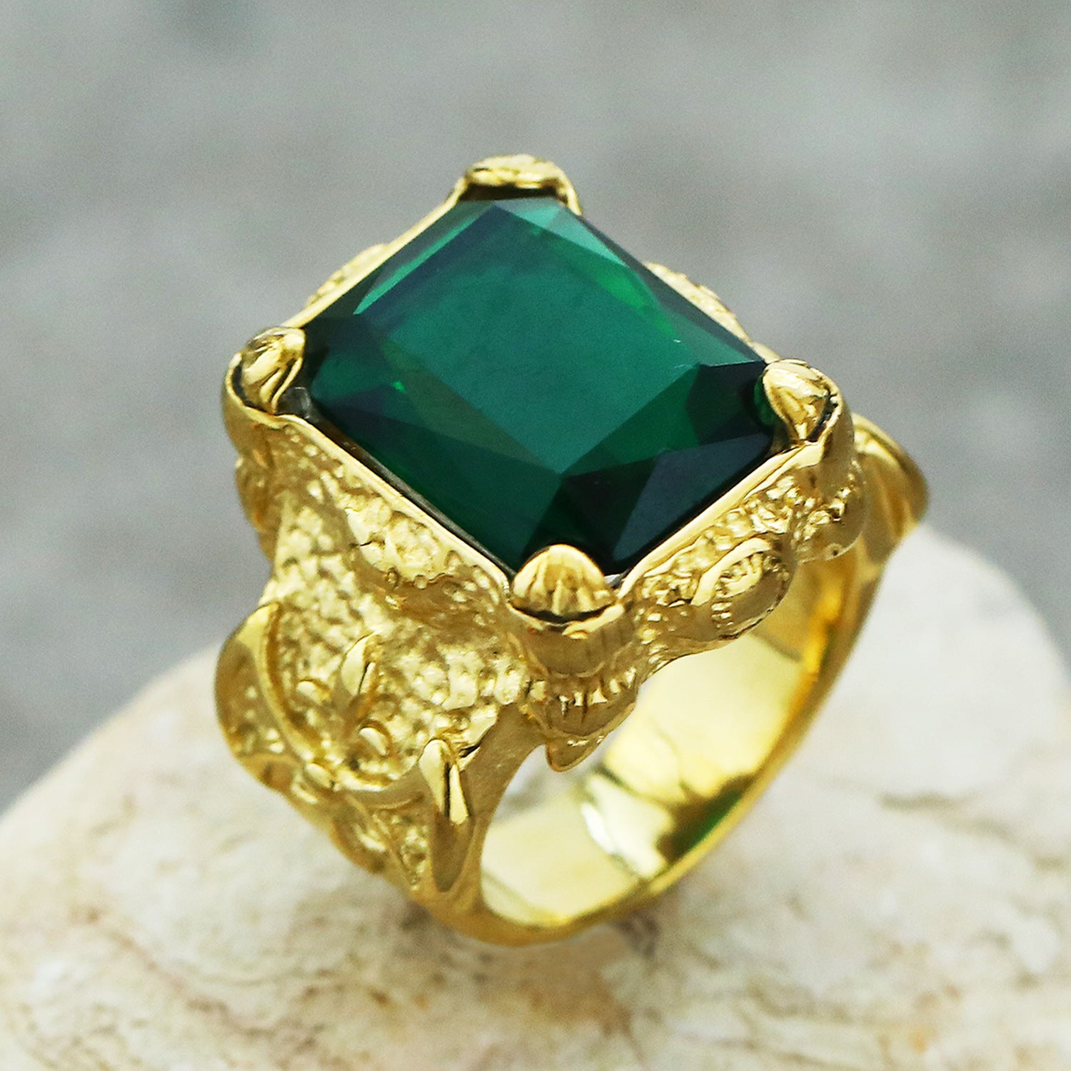 Wholesale Vintage Titanium Steel Ring with Zircon Men’s Rings ACC-RS-Hait006