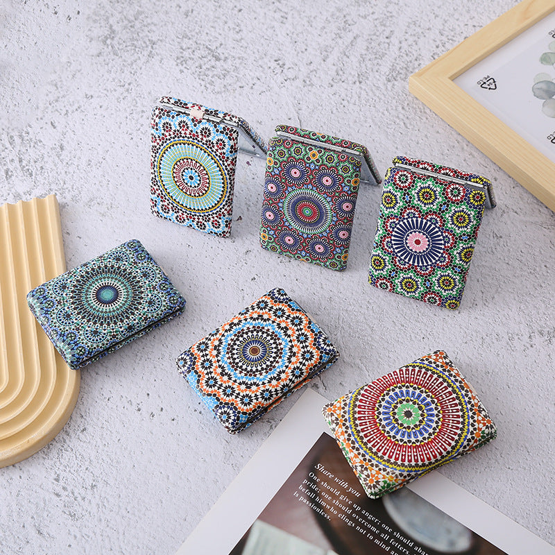 Wholesale Bohemian Style Folding Rectangular Portable Double-sided Pu Bread Mirror ACC-MR-Haic004