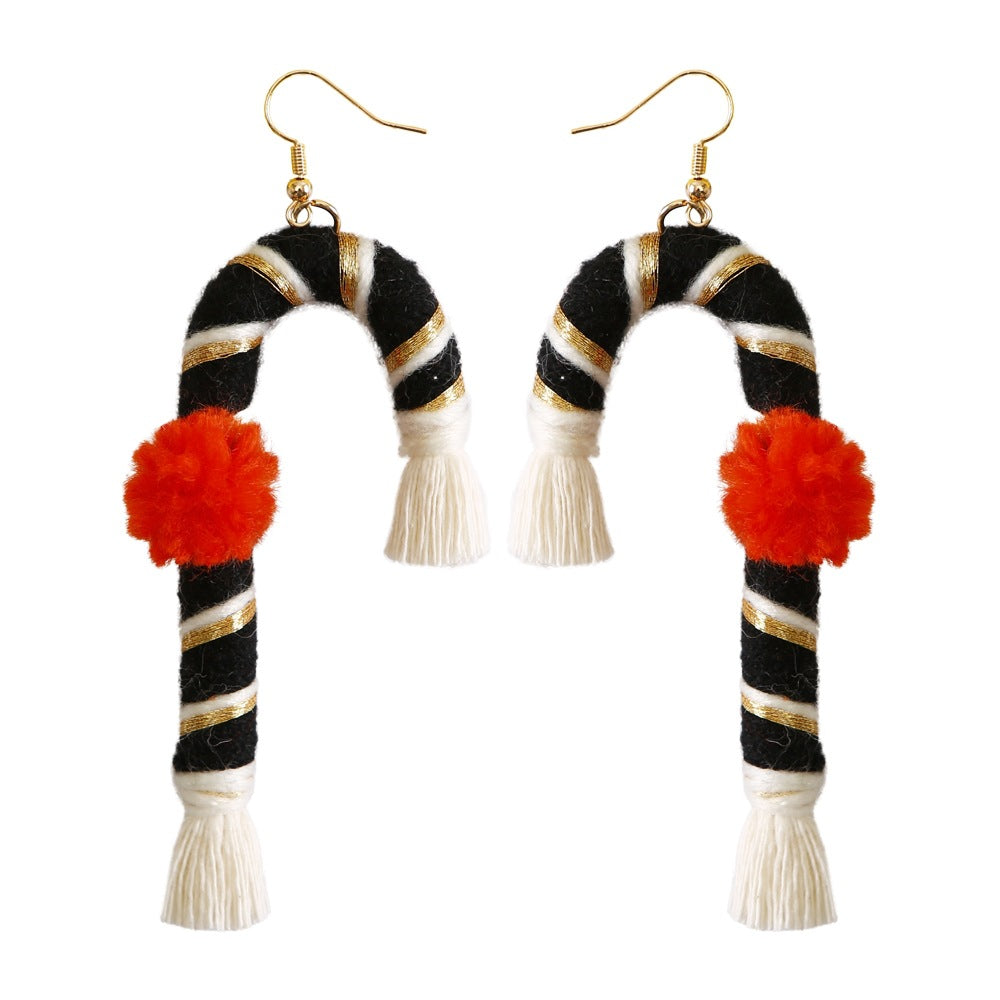 Wholesale Christmas crutches cartoon vintage earrings