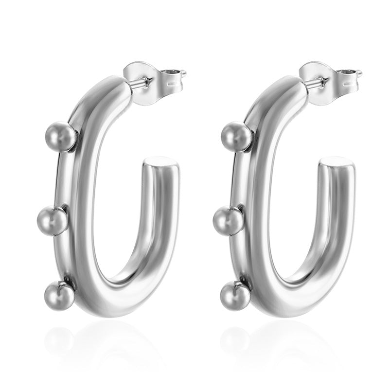 Wholesale Oval stainless steel earrings