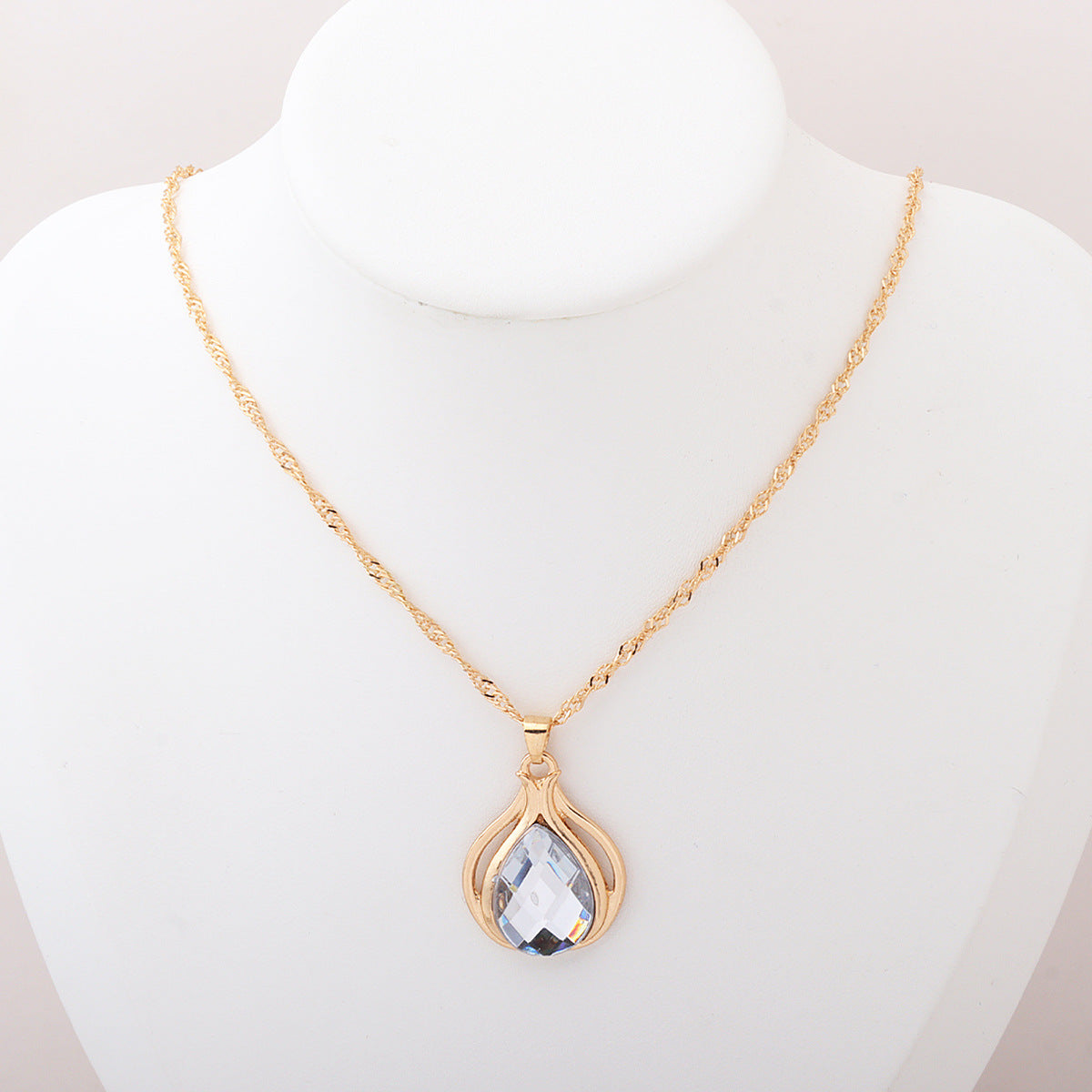 Wholesale  water drop diamond necklace earrings ring bracelet  jewelry set