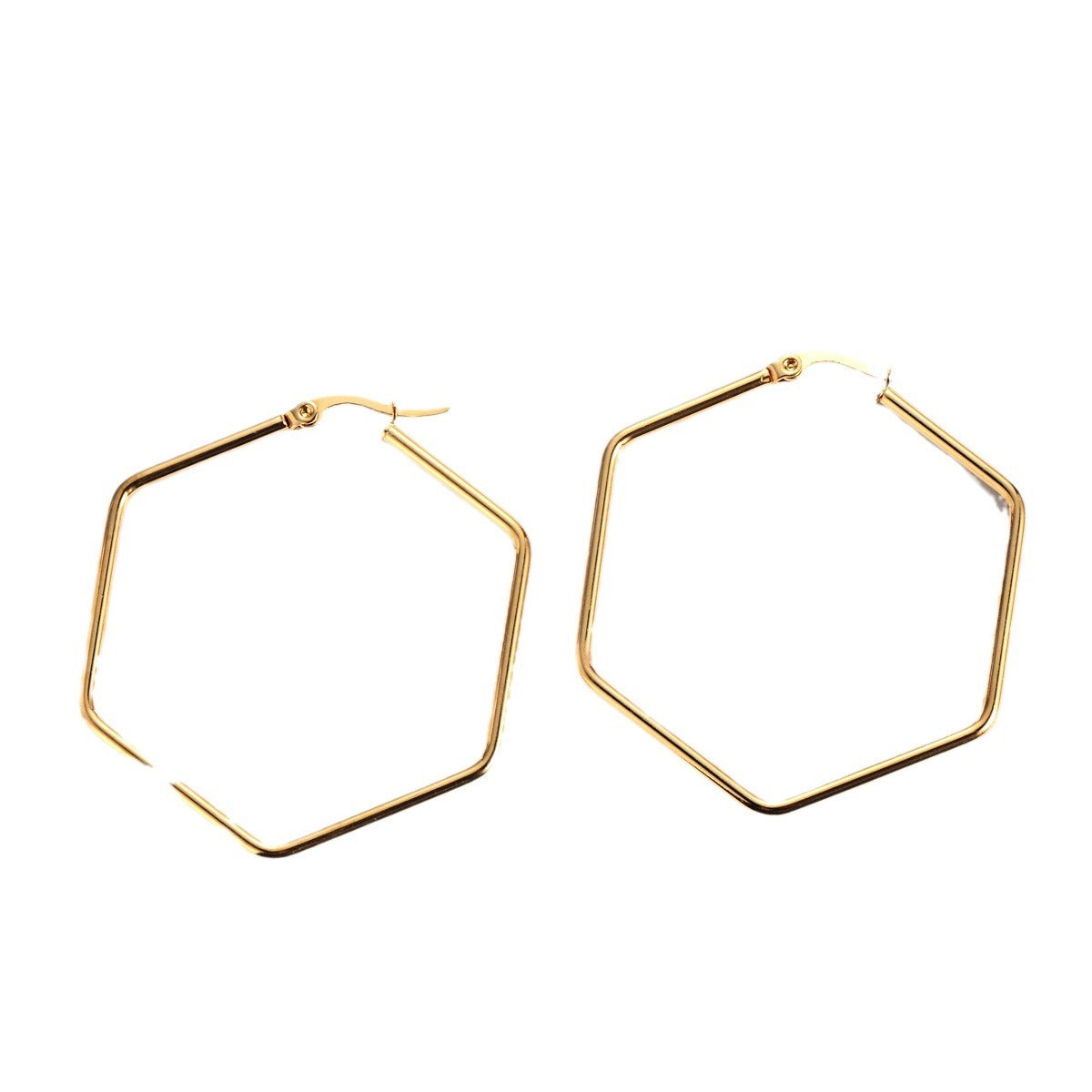 Wholesale Stainless steel 18K hexagonal round wire earrings