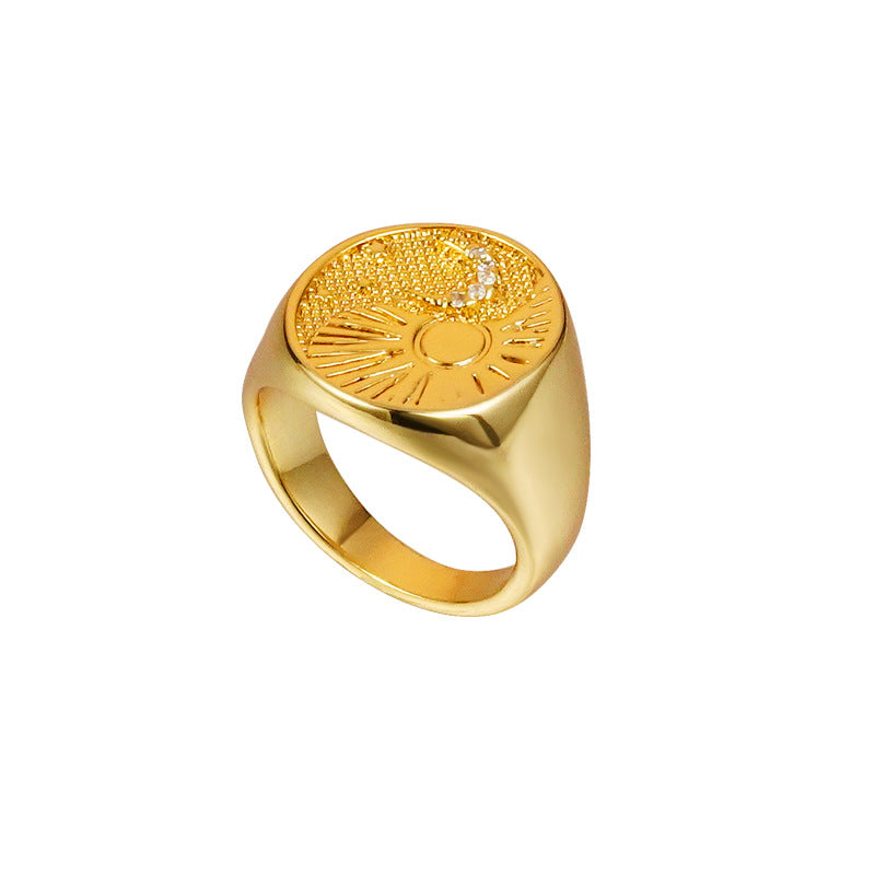 Wholesale Sun GodBrass Plated Design Simple Elegant Ring