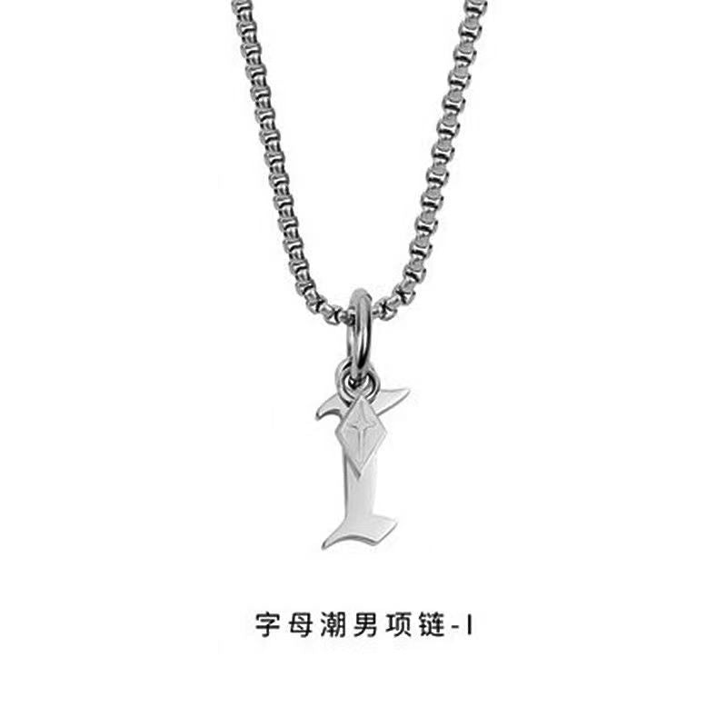 Wholesale Men's 26 Alphabet Titanium Steel Necklace
