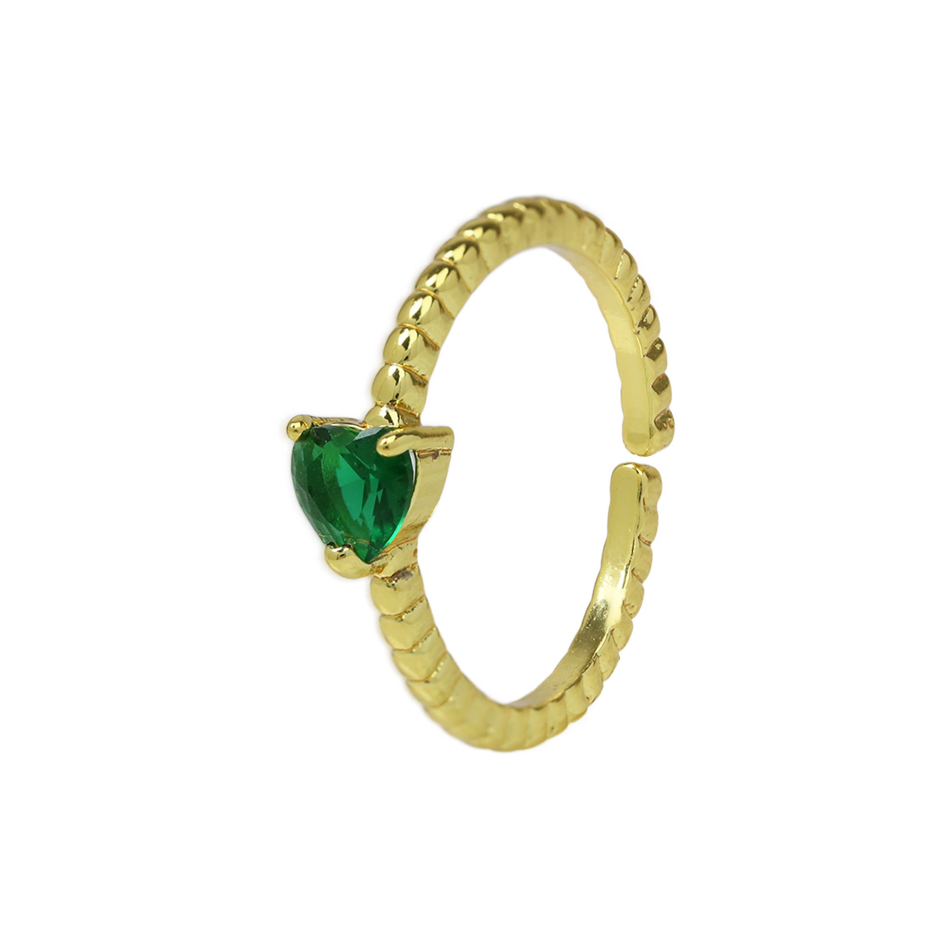 Wholesale brass color zirconium love heart-shaped ladies open ring