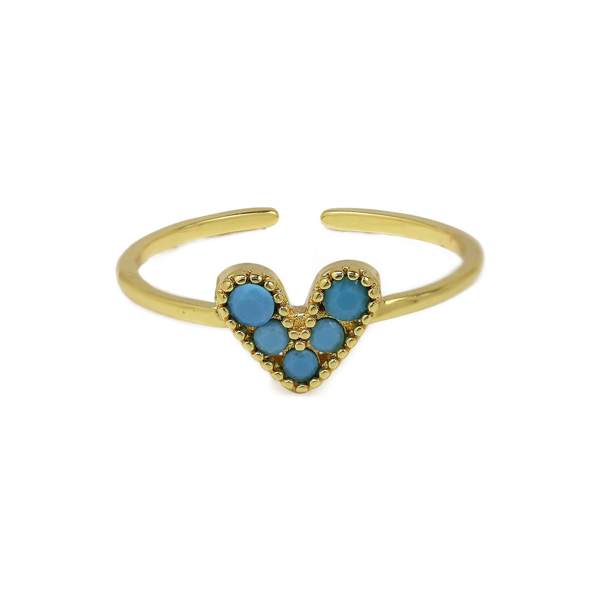 Wholesale  Popular Brass 18K Gold-Plated Real Gold Color Zirconium Heart-Shaped Open Women's Ring