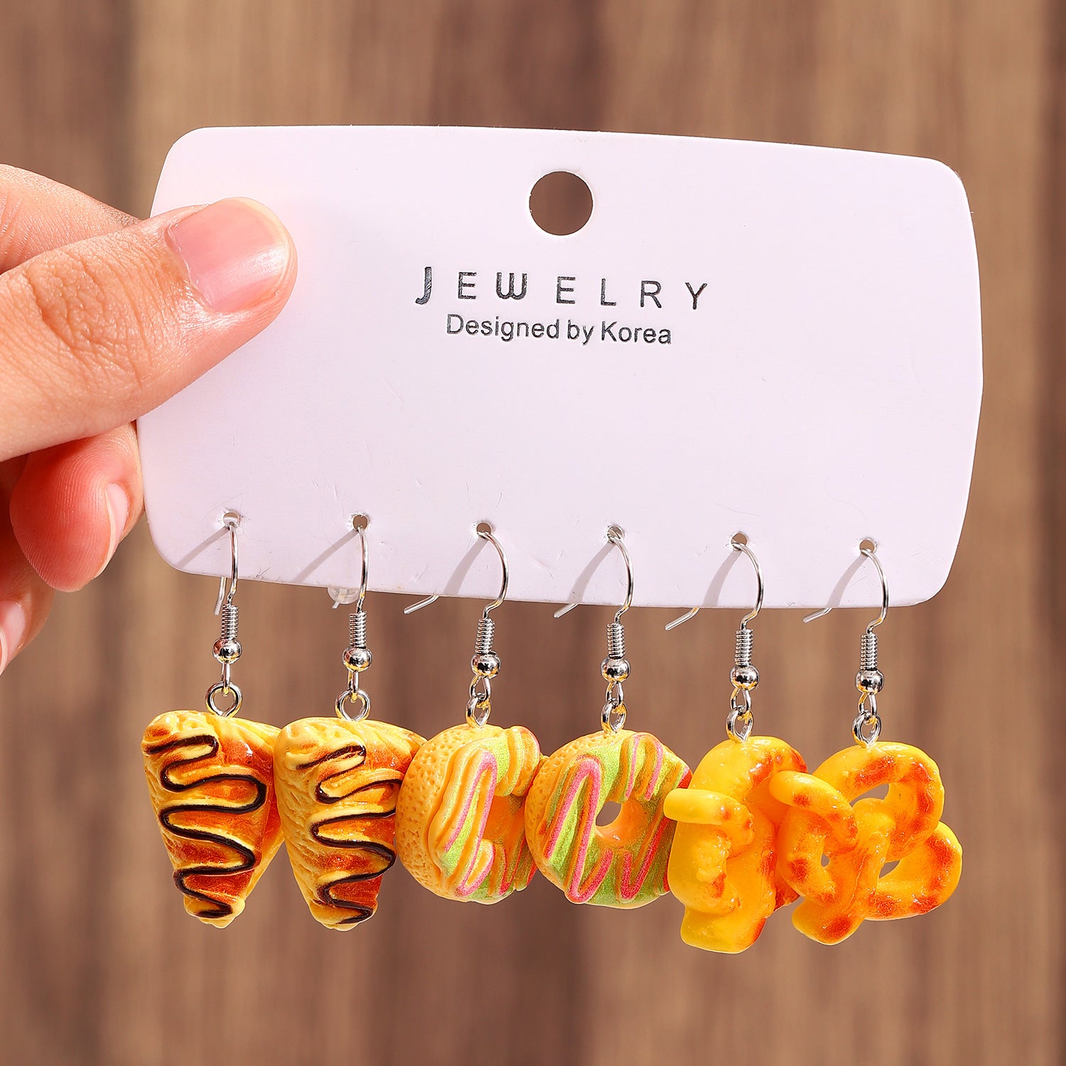 Wholesale Funny Donut Earrings Set For Women White Plastic Resin Party Gift Boutique Resale