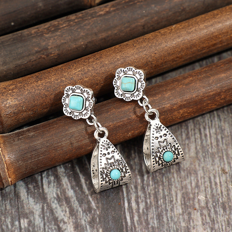 Wholesale Bohemian retro geometric flower alloy earrings