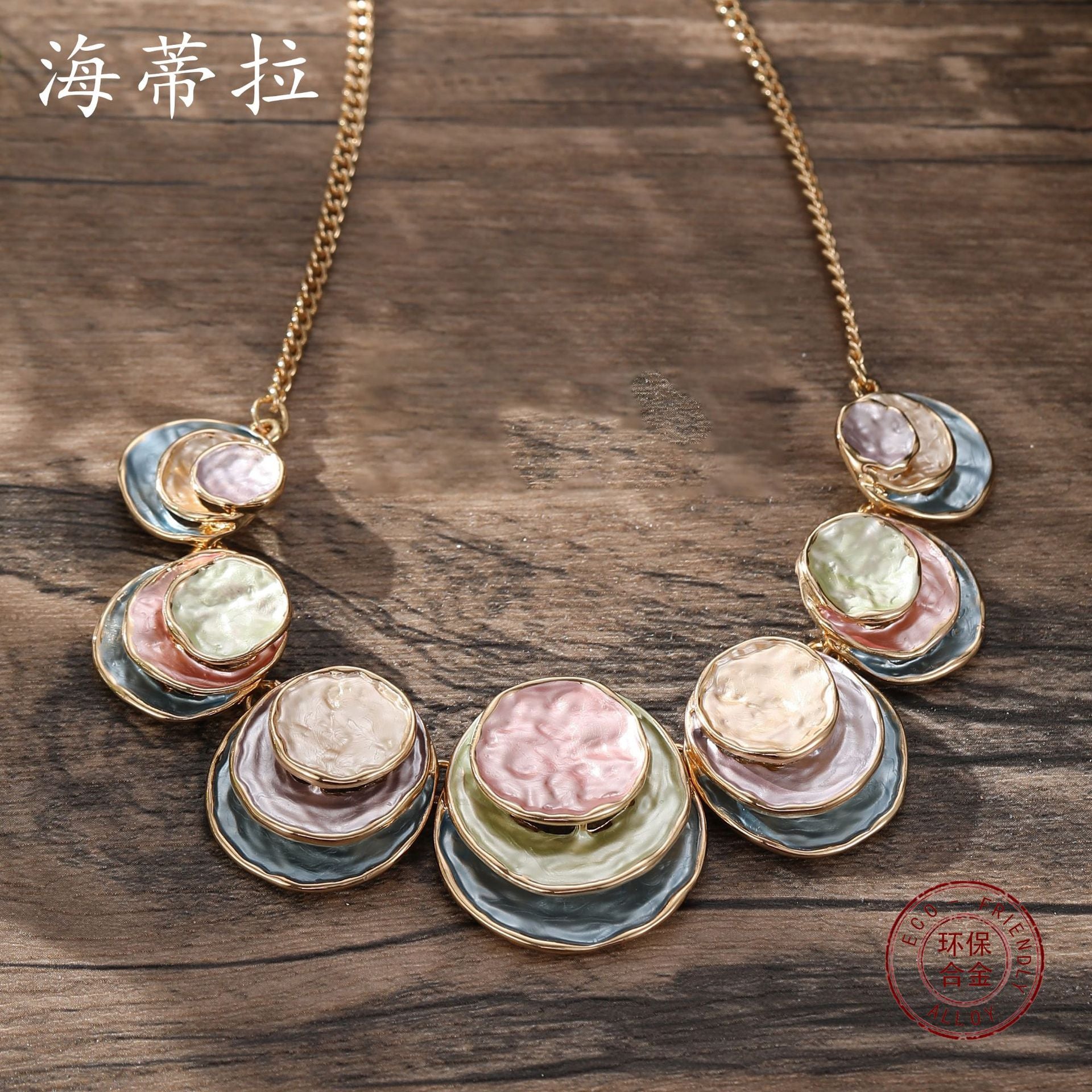 Wholesale  Multi-layer Round Color Coated Necklace