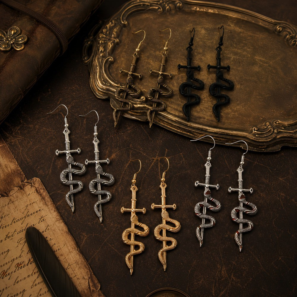 Wholesale Vintage Snake Cross Earrings Exaggerated Design Fashion Jewelry Accessory For Party Gift