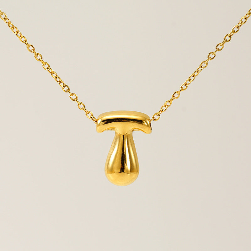 Wholesale  titanium steel smooth bubble letter necklace