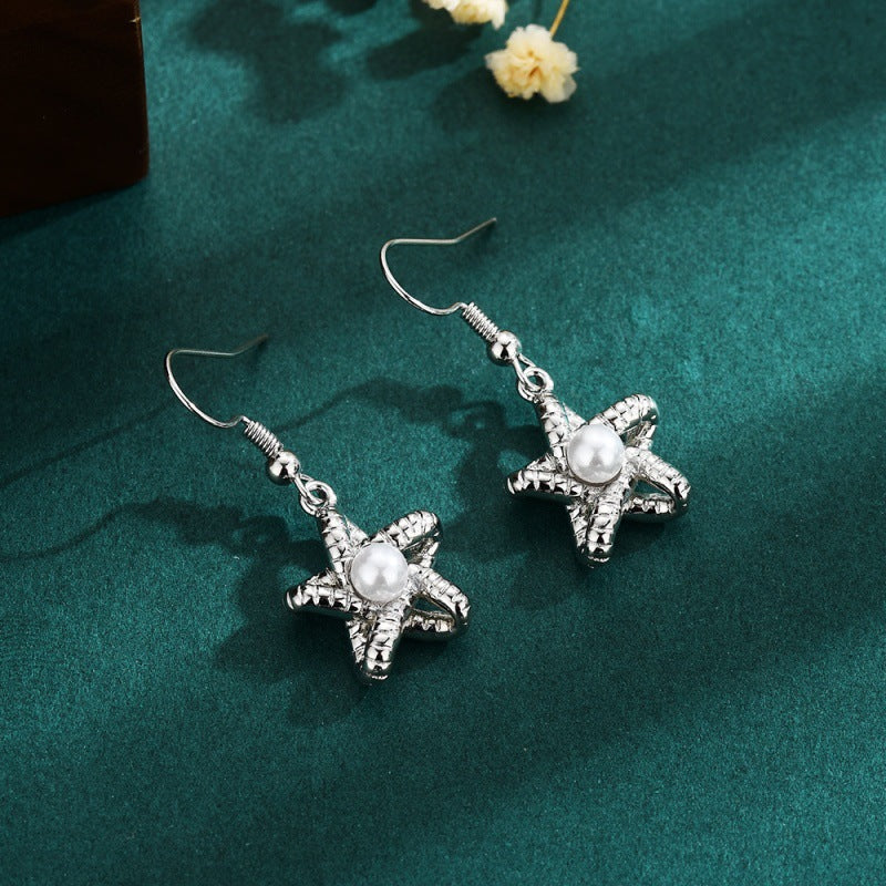 Wholesale Striped Pearl Five-pointed Star Earrings ACC-ES-ChuangYi001