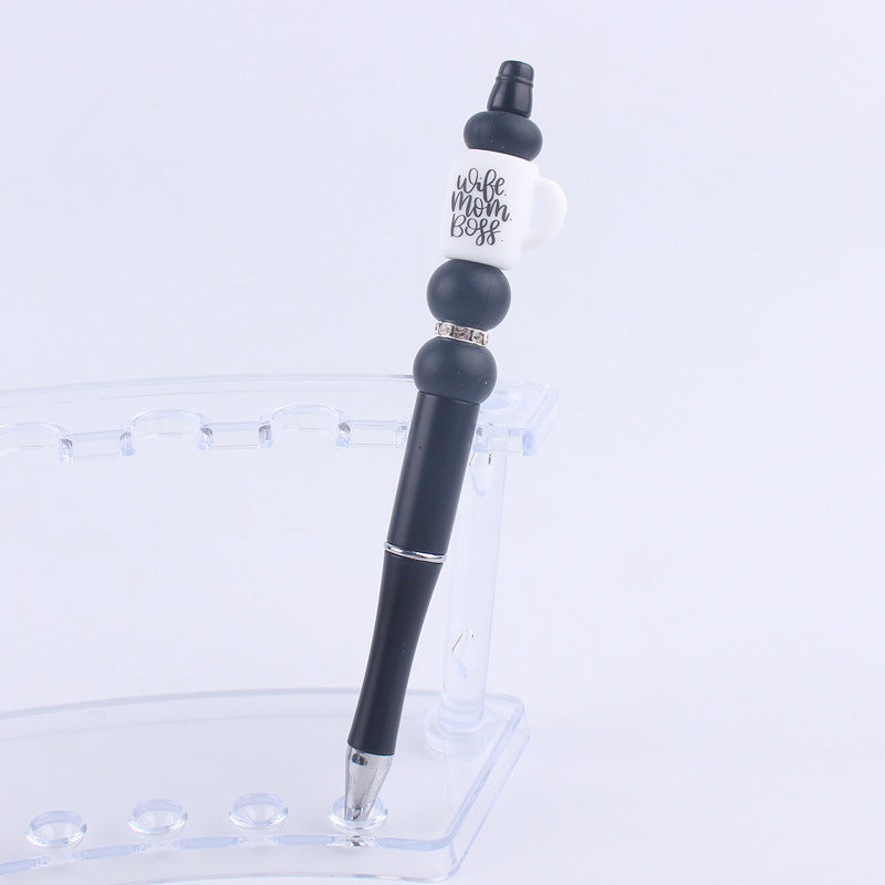 Wholesale  beaded pen creative handmade cartoon cup silicone beaded pen