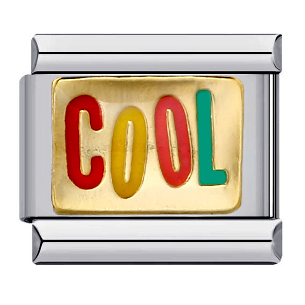 Wholesale Italian Charm Bracelet DIY Welding Oil Dropping Stainless Steel Composable Bracelet