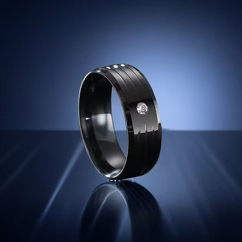 Wholesale Titanium Steel ring diamond-embedded personality men's ring