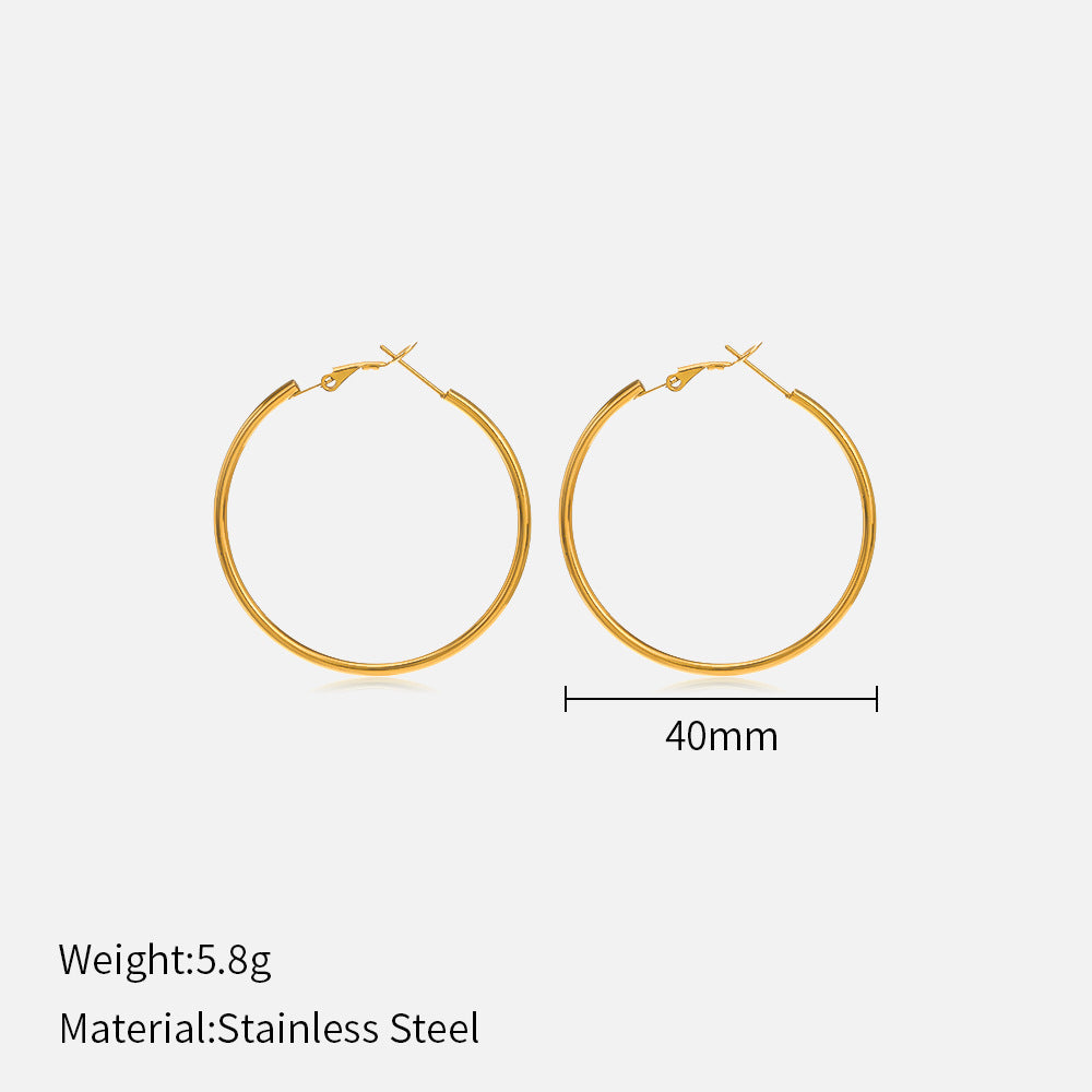 Wholesale  Popular 30/40/50/60mm Stainless Steel Round Earrings