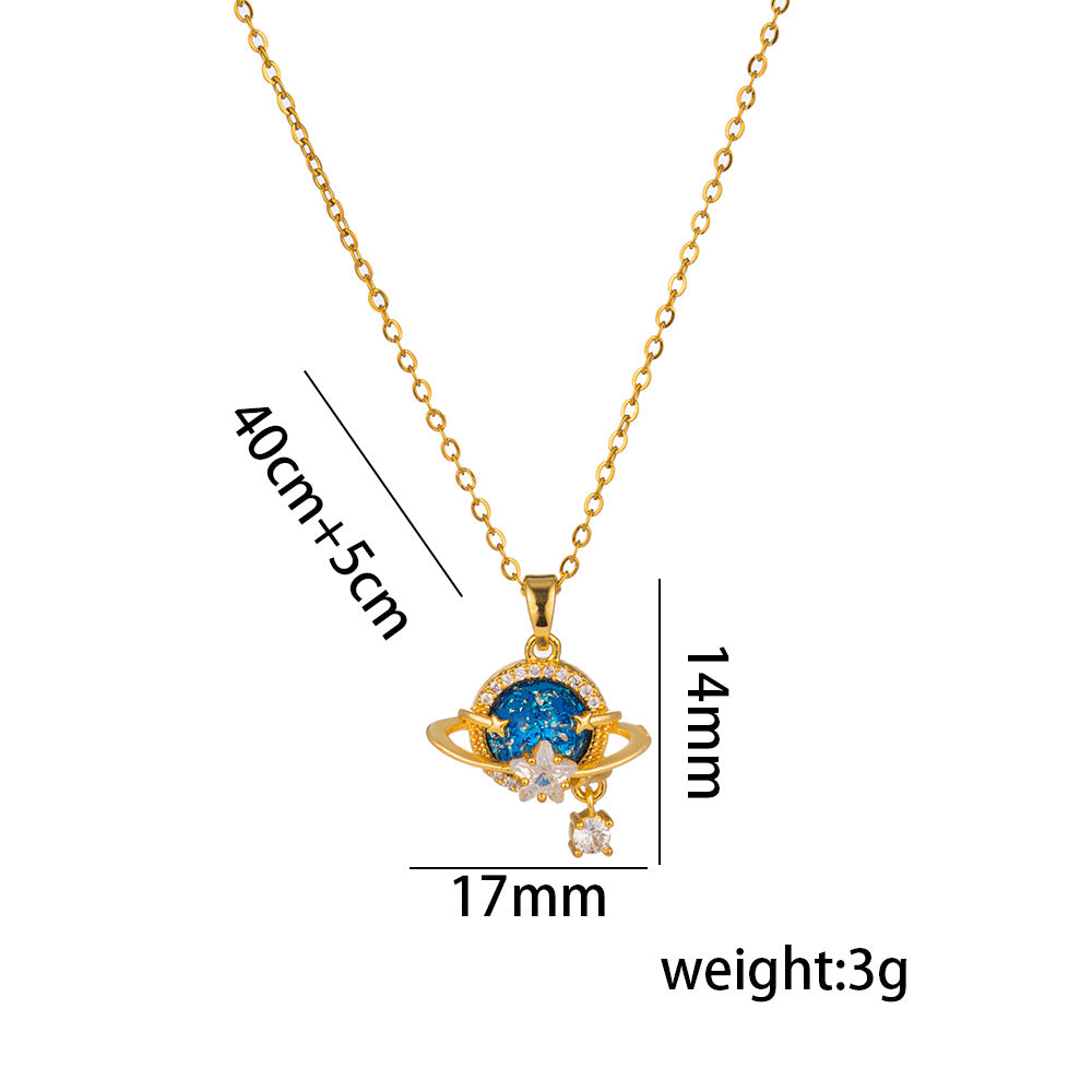 Wholesale Titanium Steel Necklace Planet Starry Sky Necklaces Clavicle Chain ACC-NE-Kucai002