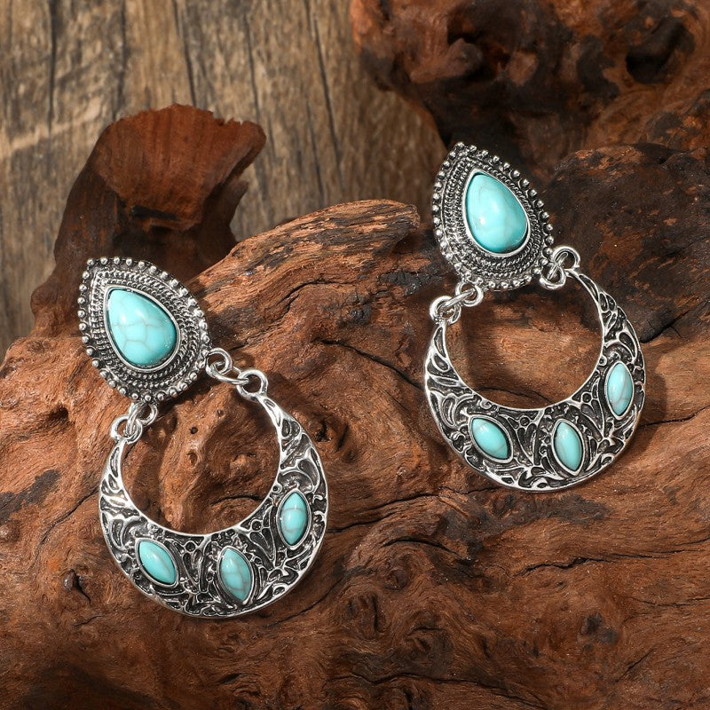 Wholesale Bohemian Vintage Ethnic Style Turquoise Earrings ACC-ES-JunJie003