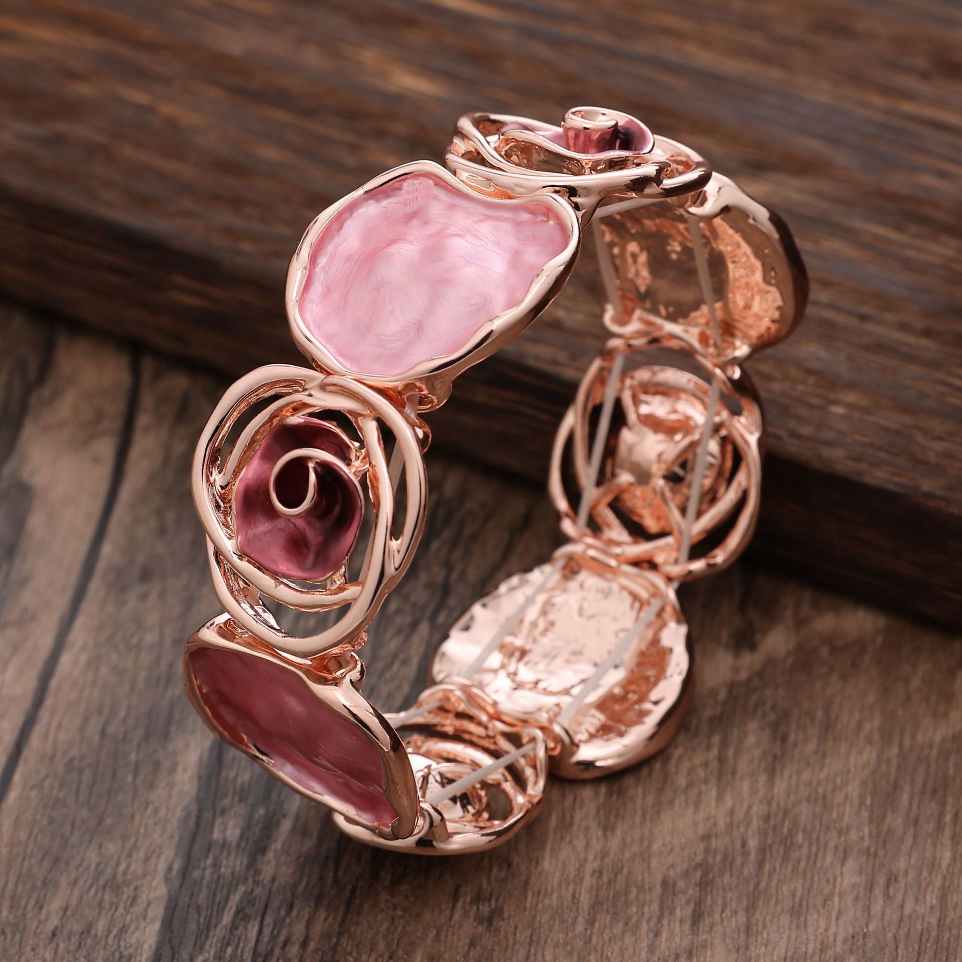 Wholesale  Color Painting Oil Geometry Rose Elastic Bracelet