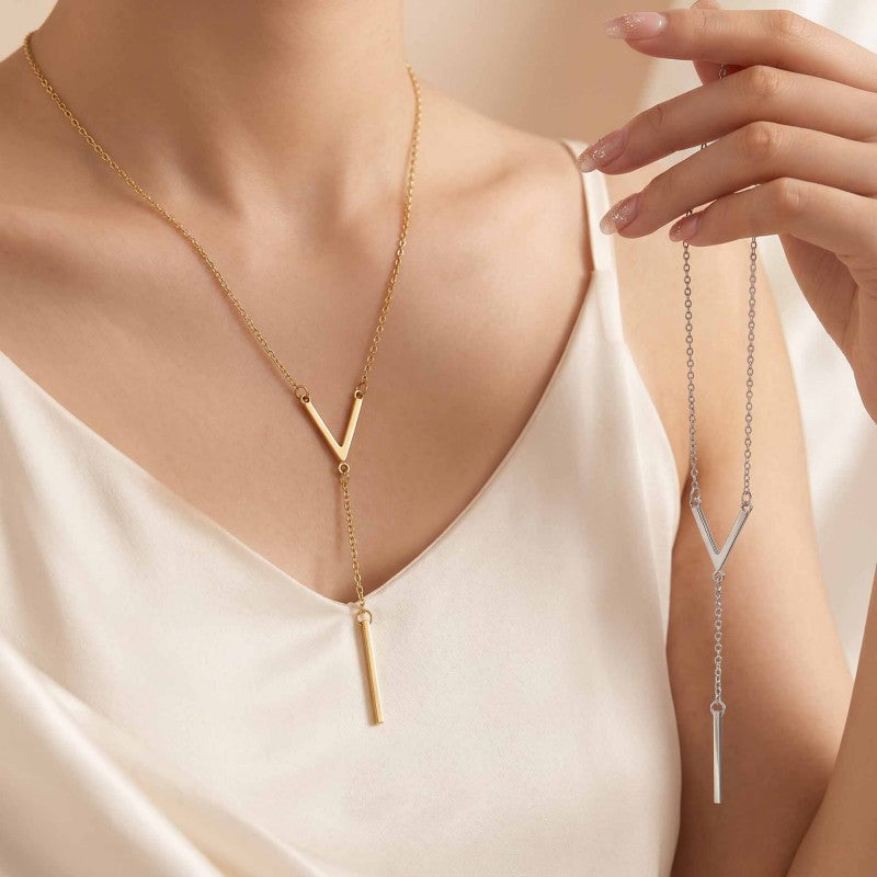 Wholesale Chic Gold Alloy Tassel Necklace Geometric Collarbone Chain Jewelry Accessory For Women Everyday Boutique Resale