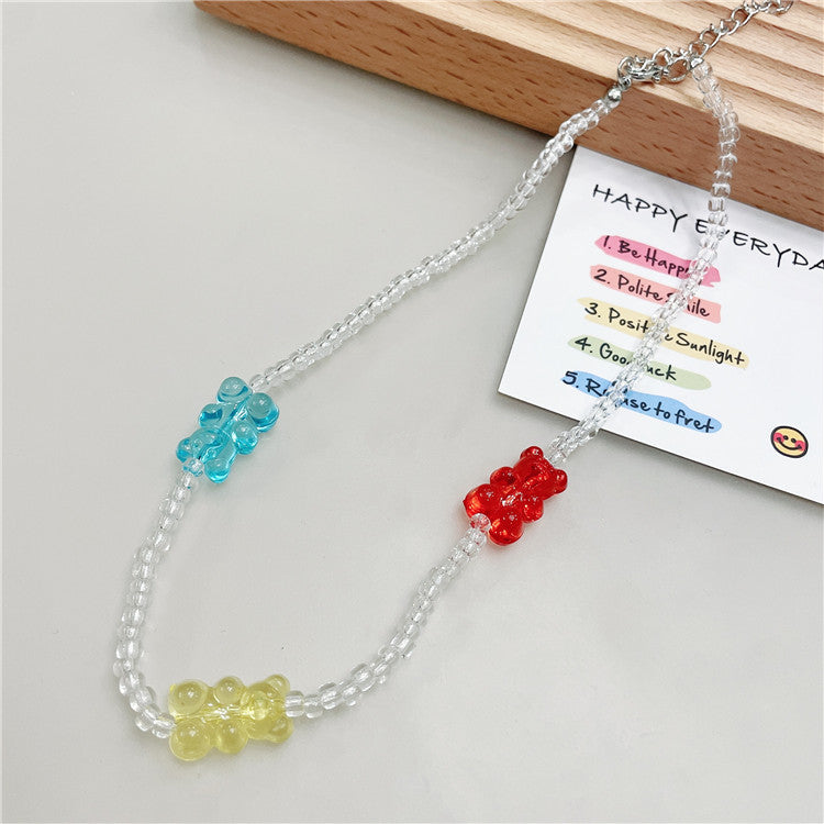 Wholesale  Retro Color Beaded Flower Necklace