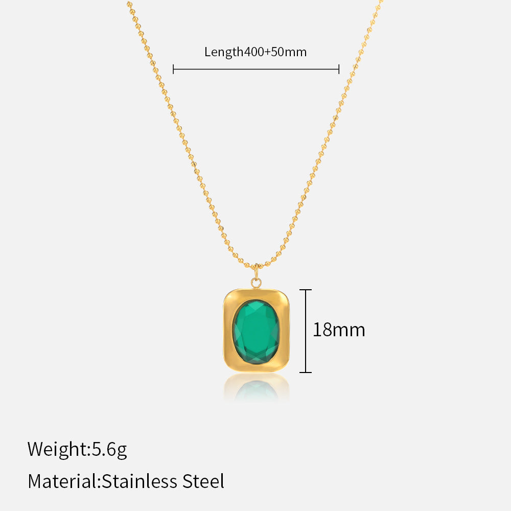 Wholesale  Retro Emerald Stainless Steel Necklace