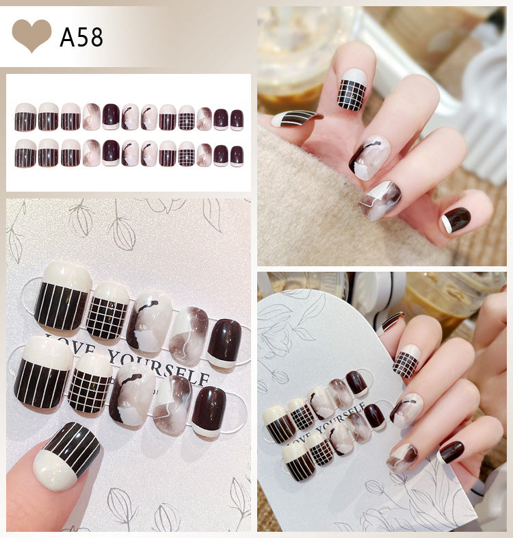 Wholesale 24 Pieces/box Glitter Nail Stickers Flower Pearl Wearable Nail Press-on Nails Kits Nail Stickers
