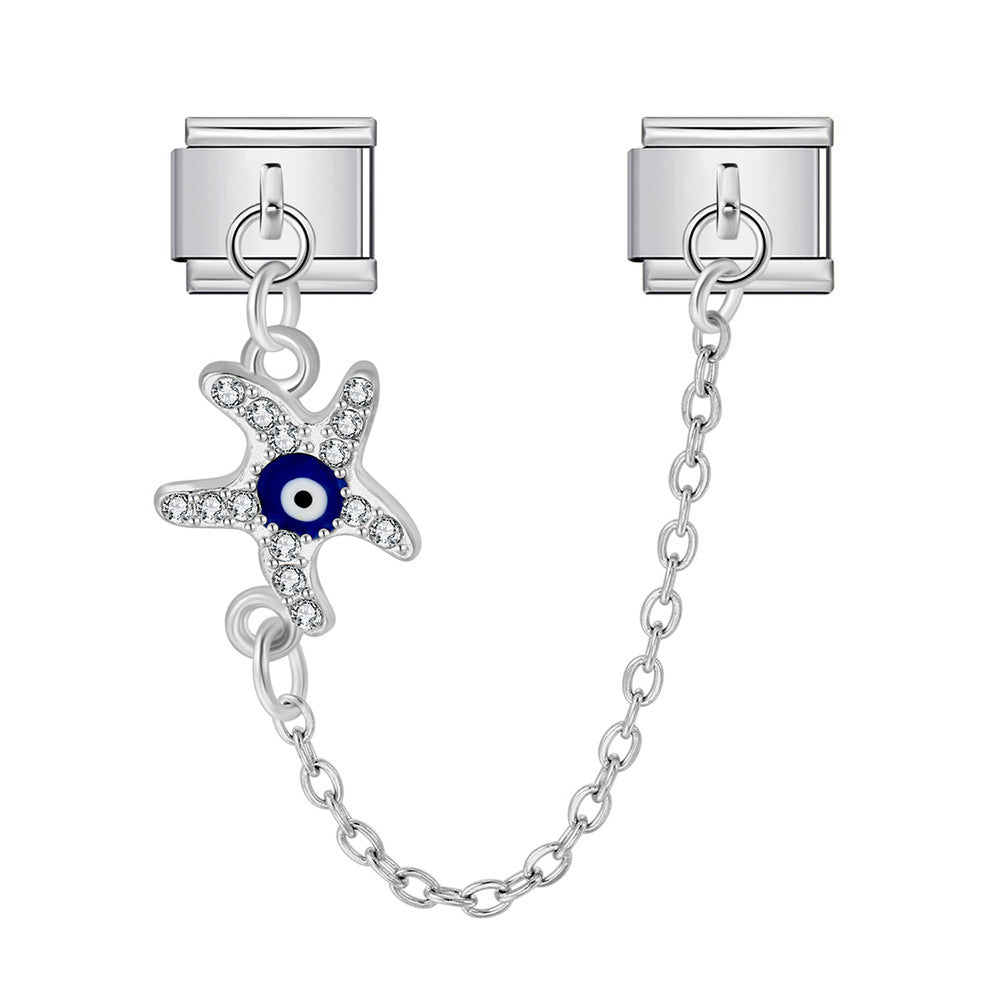 Wholesale  Italian Charm Bracelet 9mm DIY Devil' s Eye Hook Creative Stainless Steel Composable Bracelet