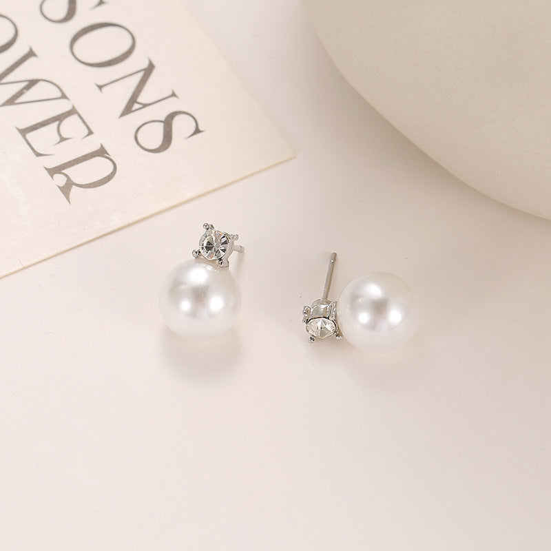 Wholesale Zircon Pearl Earrings 925 Silver Needle Simple Retro Earrings