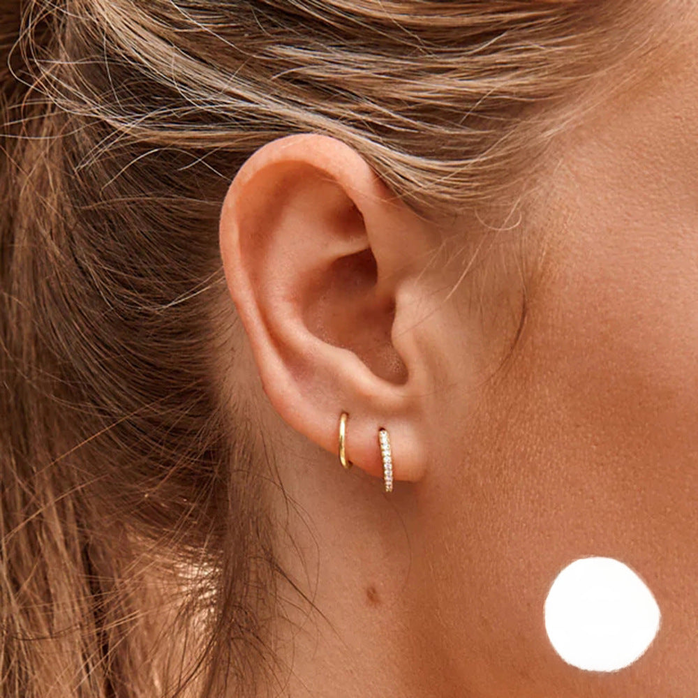 Wholesale S925 sterling silver curved wave two-tone diamond earrings