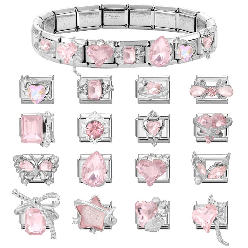 Wholesale Sweet Italian-Style DIY Bracelet Beading Kit ( Includes Crystal Bow,  Heart,  and Star Charms)  — Ideal for Resale in Fashion Accessory Boutiques