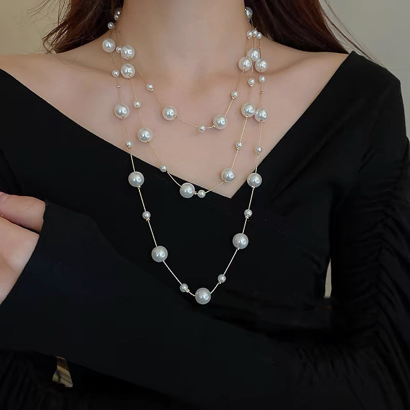 Wholesale Korean Chic Long Pearl Necklace Sweater Chain Jewelry Accessory Gift