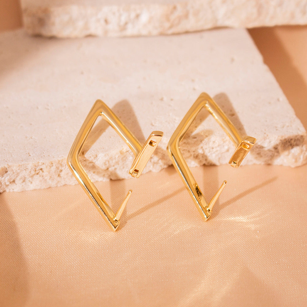Wholesale Geometric Quadrilateral Ear Buckle Simple Design Earrings