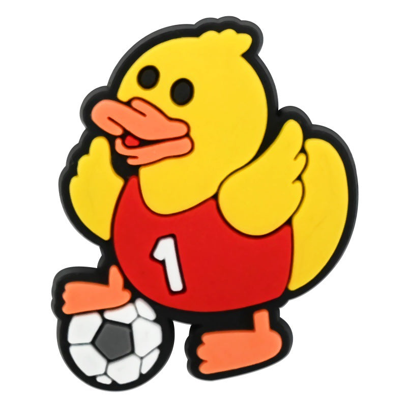 Wholesale Random 100pcs Cute Little Yellow Duck  PVC Soft Rubber Shoe Buckle Decoration