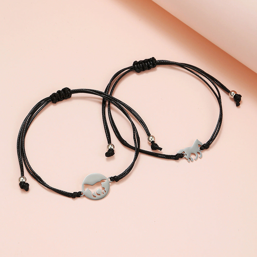 Wholesale Stainless Steel Horse Bracelet Mother's Day Set