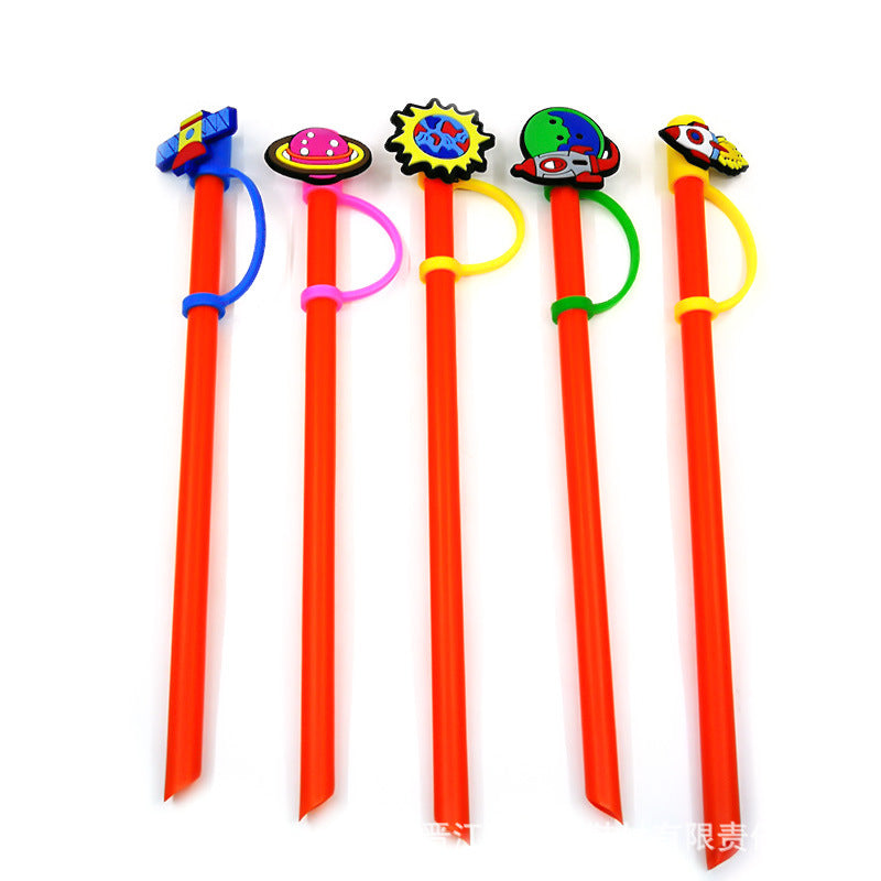 Wholesale 10PCS 7-8mm Space Transportation Vehicles with Silicone Straw Tube Cap Straw Decorations