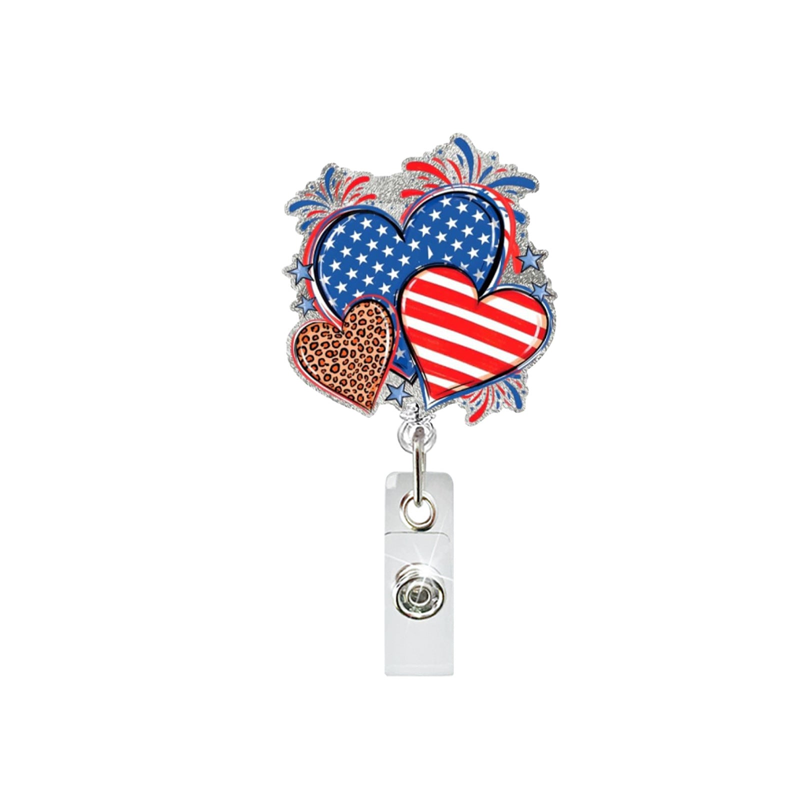 Wholesale ABS Retractable Badge Reel US 250th Anniversary Patriotic Theme Office ID Card Holder