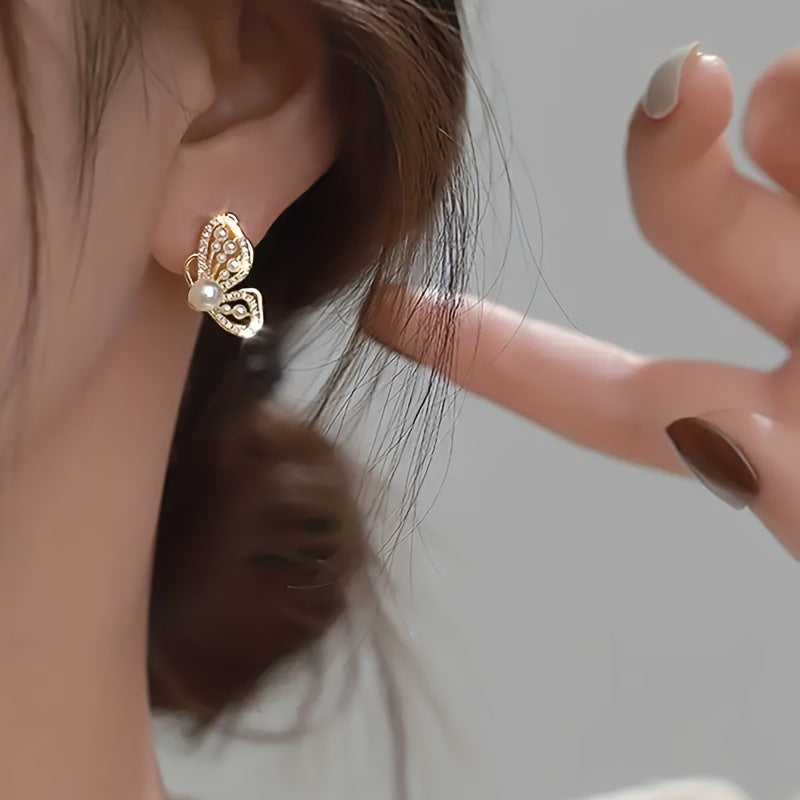 Wholesale Butterfly Pearl Alloy Earrings ACC-ES-XunOu002