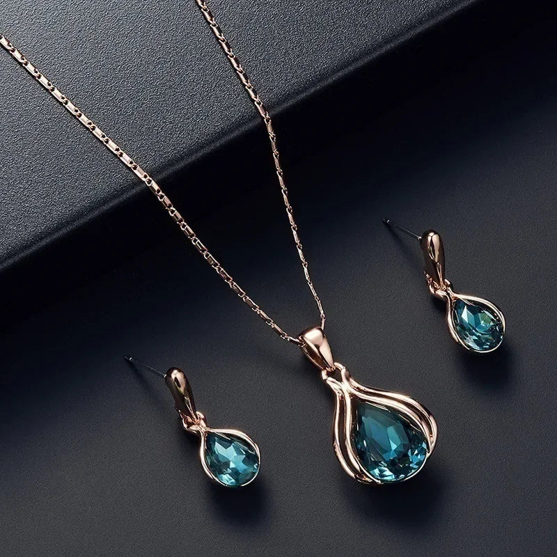 Wholesale Light Luxury Earrings Necklace  All-match  Necklace Jewelry suit